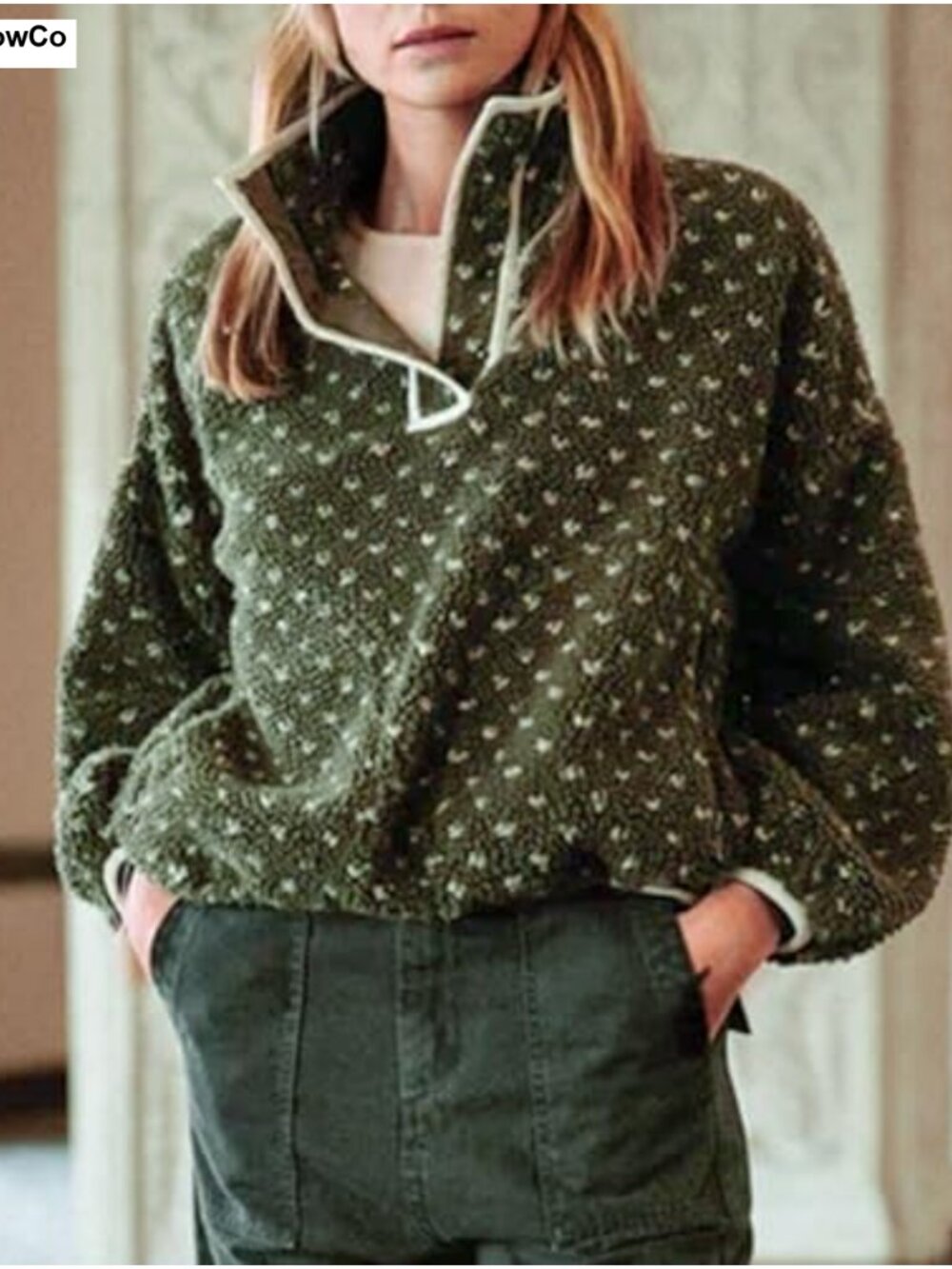 Fleece Pullover Winter Fuzzy High Neck Sherpa Jacket - Picture 4 of 6